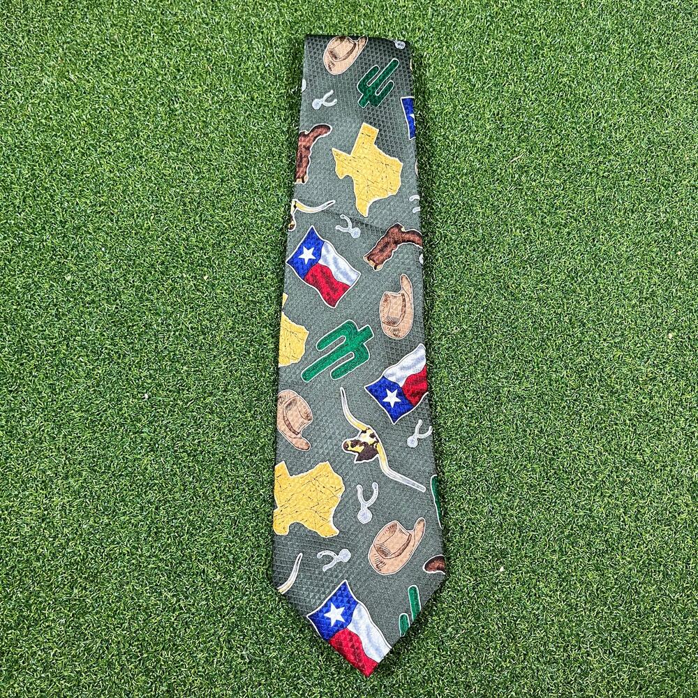 Vintage Puritan Texas Novelty Cowboy Silk Neck Tie